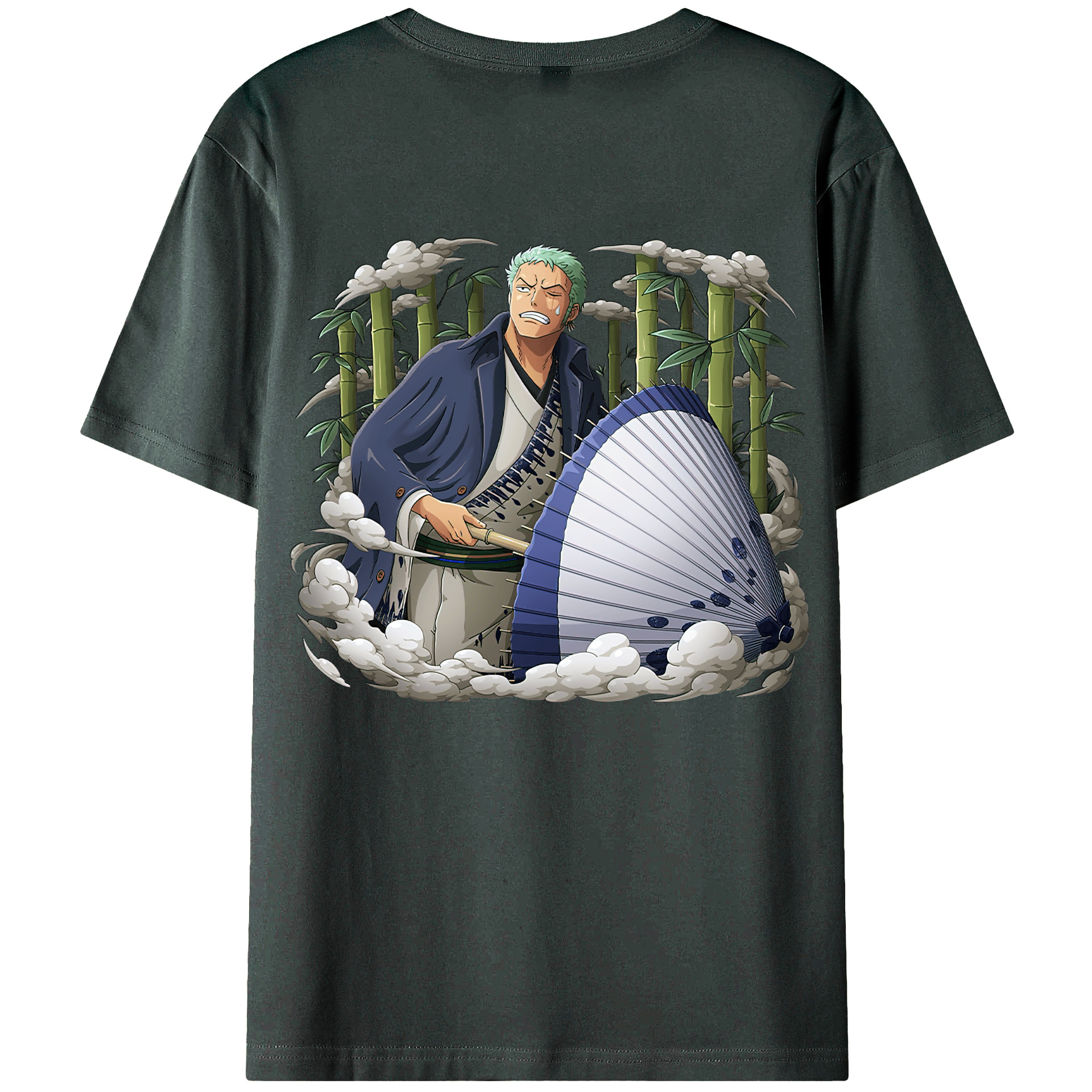ワンピース ロロノア・ゾロ ONE PIECE Roronoa Zoro 綿100％ メンズ半袖Tシャツ（バックプリント） 通気性